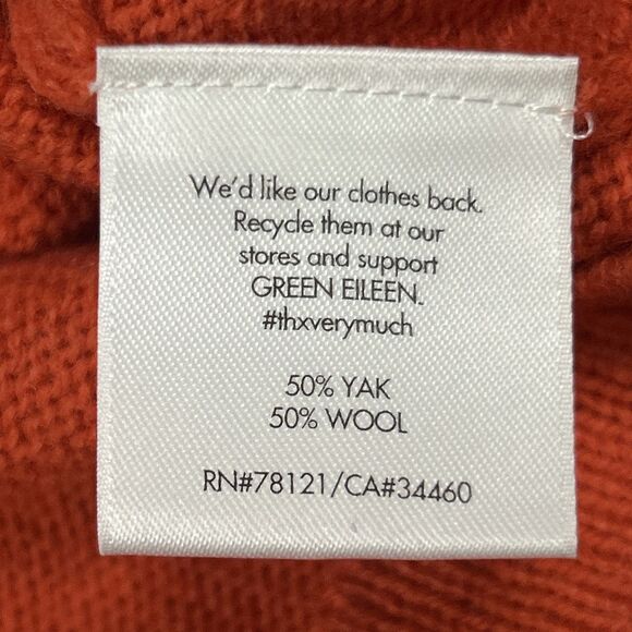Eileen Fisher Sweater Womens Large Dark Orange 3/4 Sleeve Yak Wool Blend - Picture 3 of 6